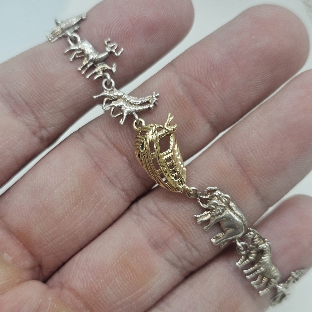 14k Sterling Silver Noahs Ark Bracelet